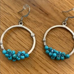 Custom Earrings ~Silver Tone~ Turquoise Aqua Beads